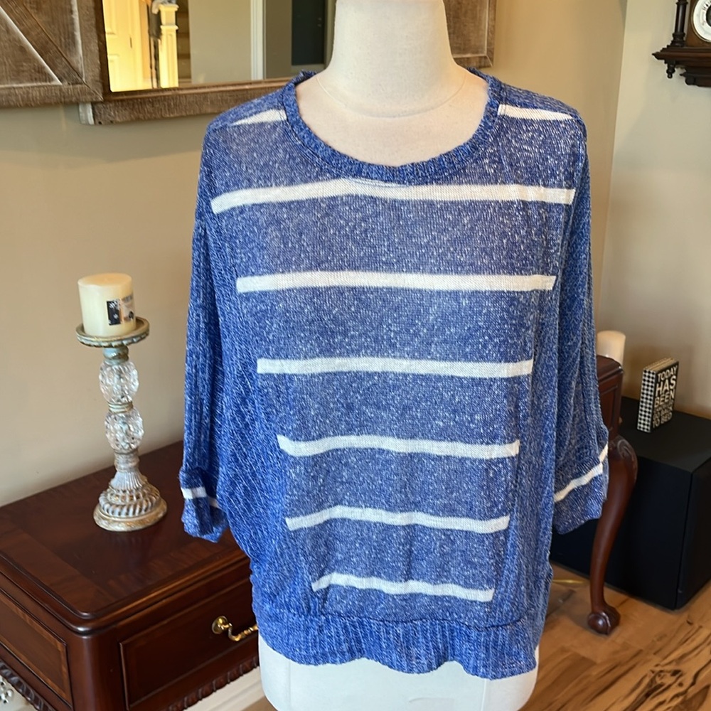 Ultra Lightweight Comfy Blue Striped Top Womens Large